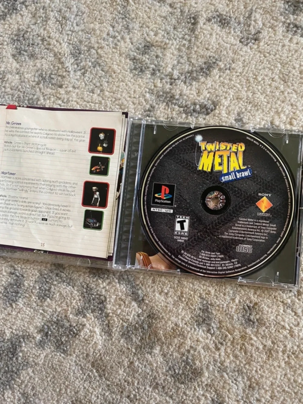 RARE Twisted Metal Black Label Small Brawl PS1 Game Tested Working Condition